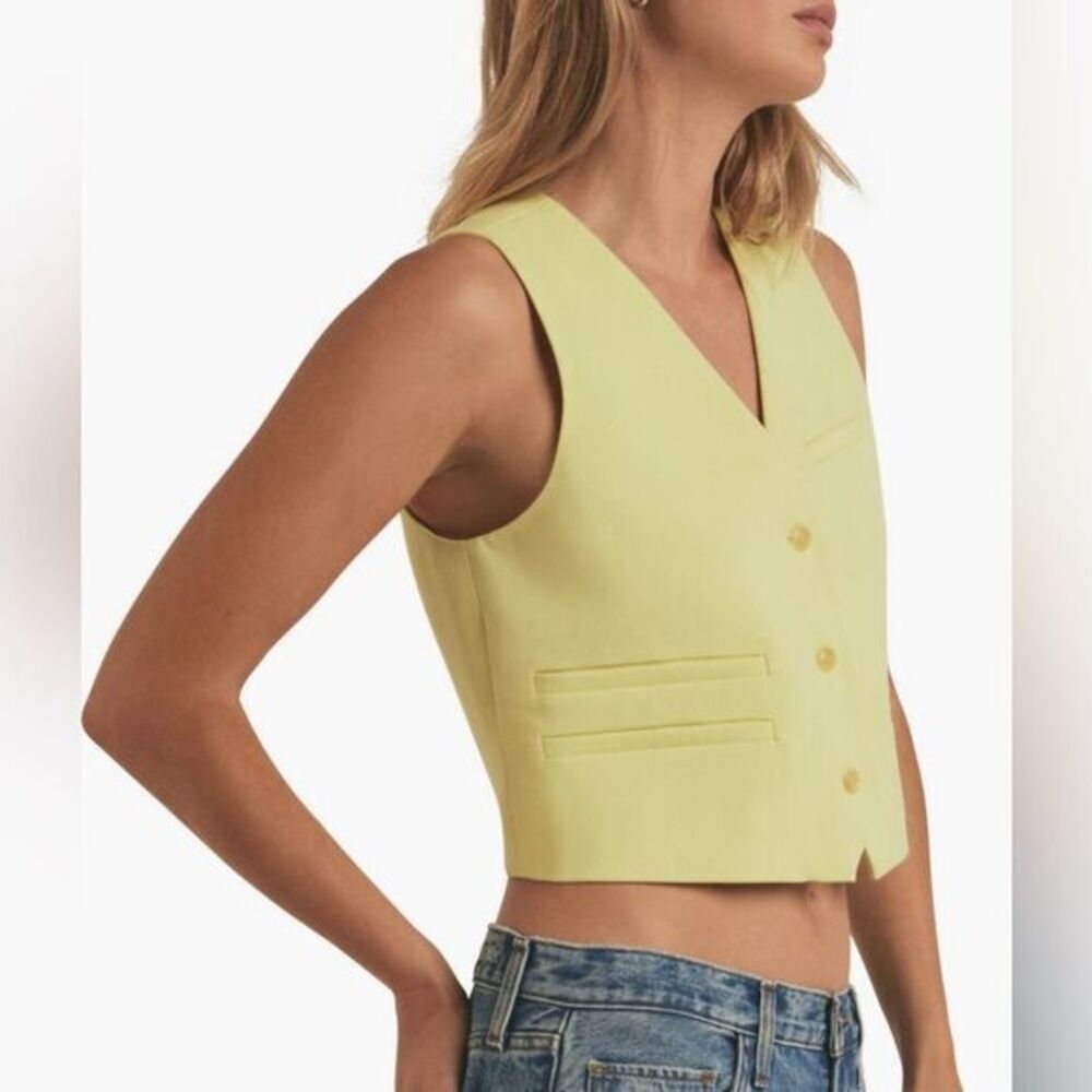 NWT Favorite Daughter The Ellie Vest Pastel yellow green LIMEADE menswear inspo